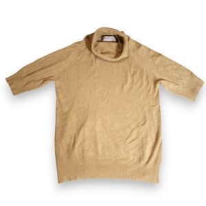 Philosophy Ribbed Mock Neck Sweater Tan Lightweight Knit Top Size XS
